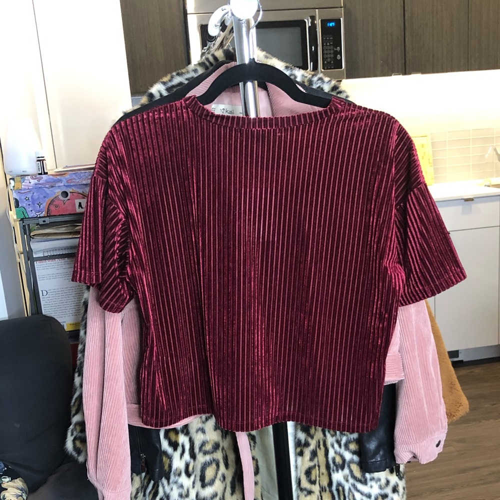 50% off through Friday! F21 velvet maroon T-shirt
